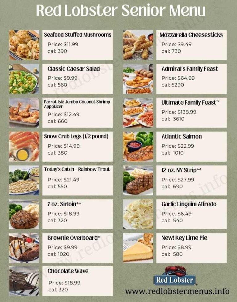 Red Lobster Senior Menu